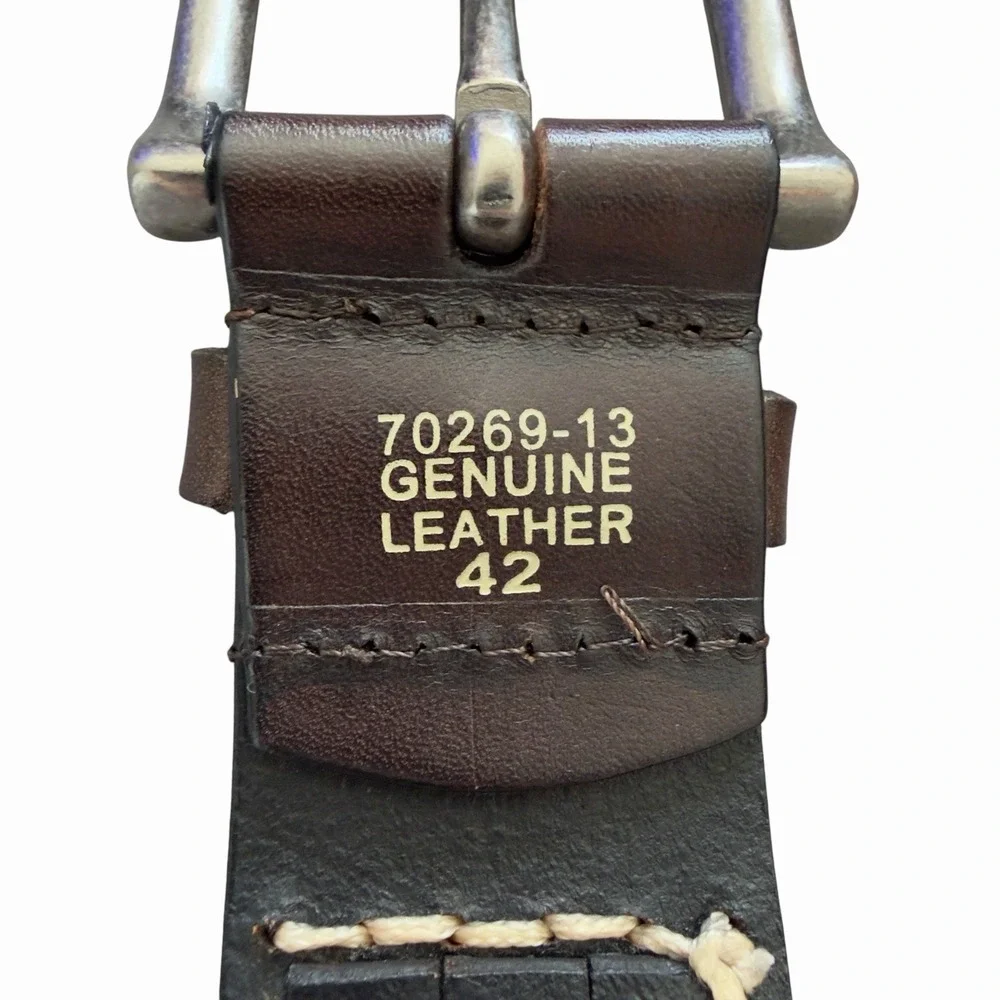 Men's Genuine‎ Leather Braided Belt Dark Brown Size 42 Vintage Style Buckle
